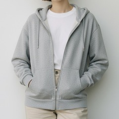 ヴィンテージ　フルジップ スウェット パーカー ライトグレー XLの画像