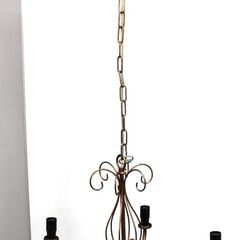 ≪ZS725ジ≫ 5灯シャンデリア アイアン 天井照明/天吊り照明 アンティーク調/英国調 動作未確認/飾り欠品/現状品の画像