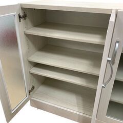 食器棚 収納棚 キャビネット ホワイト系 4段 収納家具 キッチン 札幌 東区の画像