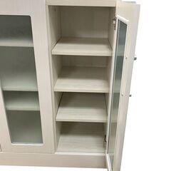 食器棚 収納棚 キャビネット ホワイト系 4段 収納家具 キッチン 札幌 東区の画像