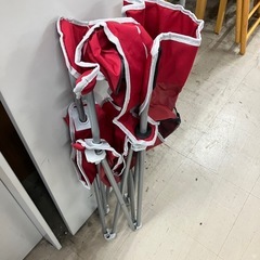 2511-611 DCM アーム付きスリムチェア レッド 収納袋付き 中古の画像