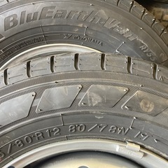 スズキ キャリー純正スチールホイール夏タイヤセット 12インチ YOKOHAMA 145/80R12  80/78N 4本 2023年製 9分山の画像