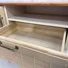 大71 【美品】テレビ台 幅 90cm ナチュラル 木製 磨りガラス 北欧調 の画像