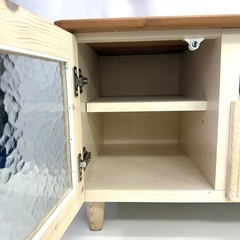 大71 【美品】テレビ台 幅 90cm ナチュラル 木製 磨りガラス 北欧調 の画像