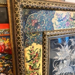 銀象嵌　ペルシャ細密画　ハータムカーリー　絵画の画像