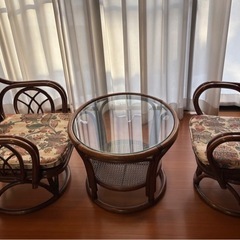 ラタン　籐家具　応接セットの画像