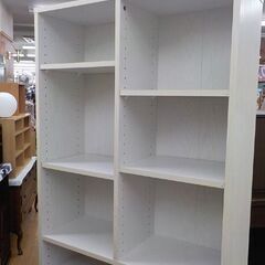 フリーラック 2列 木目調 ホワイト 幅77×高189㎝ 本棚 ブックシェルフ 大型 カラーボックス 白　西岡店  の画像