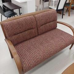 【ドリーム尾浜店】デザイン2Pソファー布　※肘置きキズ　スレあり　高さ(H)75（座面まで124）×幅 (W)124× 奥行(D)55(cm)の画像