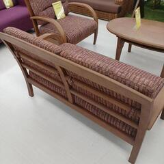 【ドリーム尾浜店】デザイン2Pソファー布　※肘置きキズ　スレあり　高さ(H)75（座面まで124）×幅 (W)124× 奥行(D)55(cm)の画像