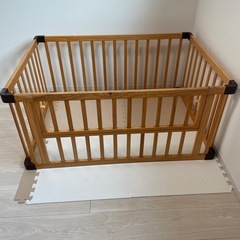 ベビーサークル　木製　中古品の画像