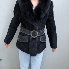 0円本物毛皮ファー付き革のコート早い者勝ちの画像