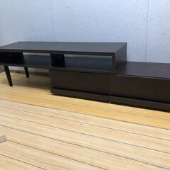 テレビボード ローボード 伸縮式 ダークブラウン AVボード 収納 引き出し付き 木目 TV台 シンプル モダン 251124-6の画像