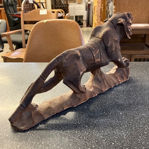 K2511-397 木彫りの虎 置物 オブジェ インテリア 縁起物 全長約40cm