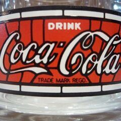 昭和レトロ Coca-Cola ティファニー模様 オールドファッションドグラス×4個セット 高さ8cm コカ・コーラ ロックグラス 新道東店の画像