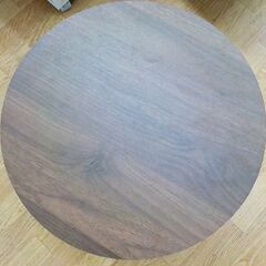 木製天板 ワイヤーテーブル 直径39×高41㎝ ブラウン×ブラック サイドテーブル ナイトテーブル ベッドテーブル　西岡店の画像