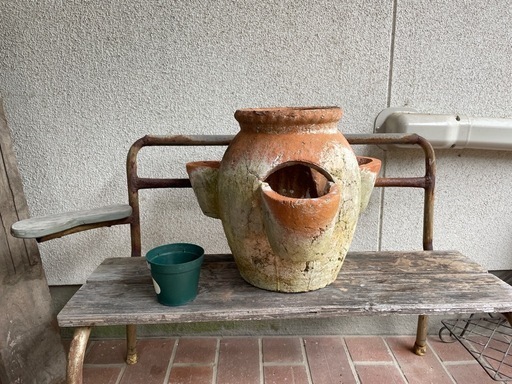 古いストロベリーポット-素焼き鉢/植木鉢/テラコッタ