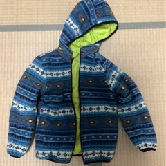 130 cmリバーシブル　中綿入りジャンパー　フリース 黄緑 の画像