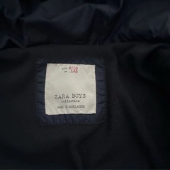 140　ZARA KIDS ザラキッズ ダウンジャケット ネイビー フード付き　中はフリース素材の画像