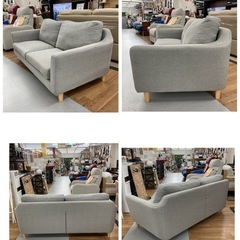 S762 ⭐ ファブリック2Pソファ 布製 グレー 幅168cm USEDの画像