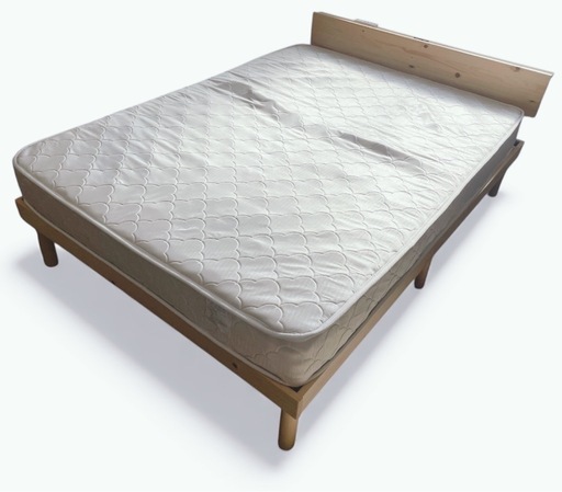 タンスのゲン ダブルベッドフレーム ホームテイスト マットレス付き♪