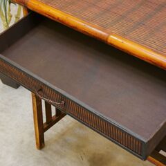 ≪zyt2603ジ≫ エスニック家具 竹製コンソールテーブル 幅80cm 引出付 サイドテーブル/リゾート家具/アジアン家具/中古家具/宮城県仙台市 071120-06の画像