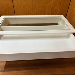 ガラステーブル ローテーブル 収納付きの画像