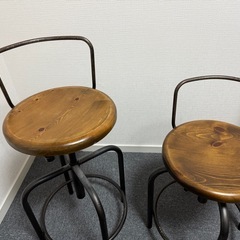 【高さ調整可能 回転式丸椅子 2脚セット】の画像