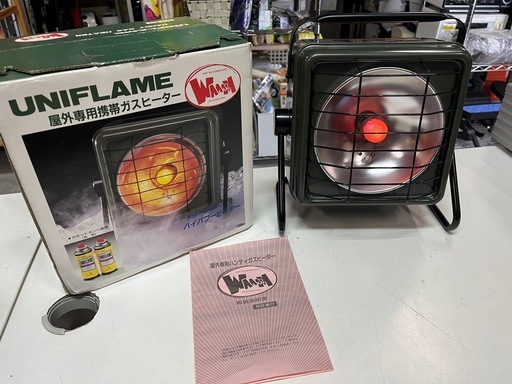 UNIFLAME ユニフレーム ワーム 屋外専用 携帯 ガスヒーター UW-200G 元箱•取説付属 動作確認済 グリーン 寒冷地でも使用可能！ 中古品 ③
