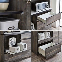 【美品 大川家具 食器棚】　ブラック　黒　大理石柄 150,000円→の画像