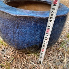 青色 12角形 火鉢 直径約37cm 紺色　陶器製　大型の画像