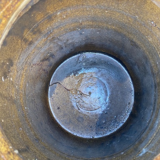 陶器製 水鉢 茶色 直径約30cm 水瓶　縦長　丸型　　　古民具　骨董 陶器製 水鉢 茶色 直径約30cm 水瓶 縦長 丸型 古民具 骨董