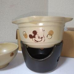 未使用ディズニーひとり土鍋（深型）コンロセット蓋がそのままお茶碗になります！の画像
