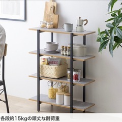 シェルフ オープンラック ディスプレイ 棚 アイアンフレーム 本棚 4段 収納 キャビネット Pesci ペッシ 北欧 インテリア 大理石柄 木目 高さ90cm 薄型 コンパクト 一人暮らし 小さい スリム 木製 黒 ウッド 間仕切り の画像