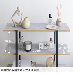 シェルフ オープンラック ディスプレイ 棚 アイアンフレーム 本棚 4段 収納 キャビネット Pesci ペッシ 北欧 インテリア 大理石柄 木目 高さ90cm 薄型 コンパクト 一人暮らし 小さい スリム 木製 黒 ウッド 間仕切り の画像