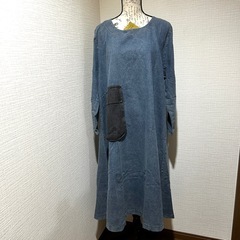 長袖 デニム ロングワンピース ライトブルー　オールシーズン　ポケット　冬の画像