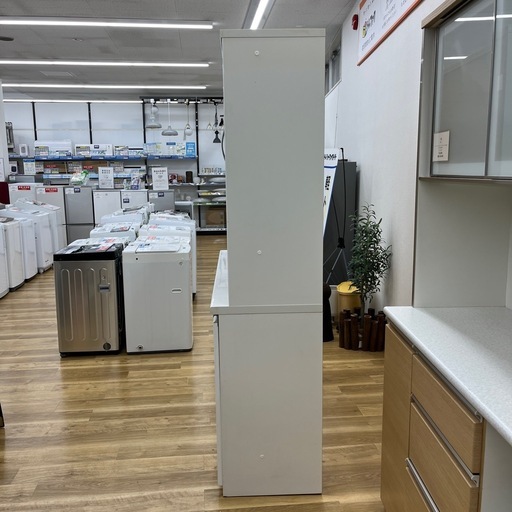 松田家具 レンジボード スライド扉 ホワイト モイスト加工 キッチン