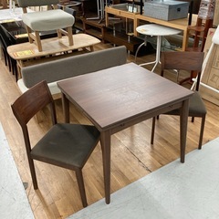 ジモティー限定価格！S110 ⭐ KOIZUMI 安井家具 伸長式ダイニング３点セット 幅80-135cm USEDの画像