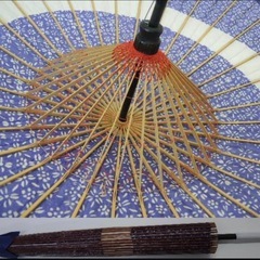 【一度のみの利用】和傘2本セット　蛇の目 花輪の画像