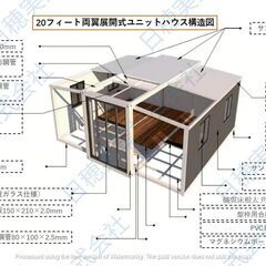 40FT2寝室1リビング１キッチン１浴室付き低コスト 拡張可能 コンテナハウスコンテナハウス 展開式住宅 仮設住居の画像