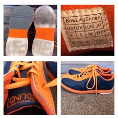 美品　22.0cm ラウンドワン　ボウリングシューズ　黒×オレンジの画像