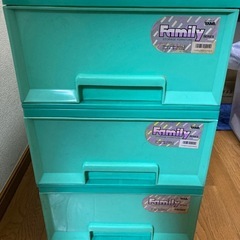 衣装ケース　3個　Family 3段衣装ケース ミントグリーンの画像