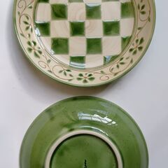 織部市松　皿２枚の画像