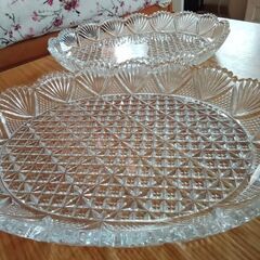 クリスタルガラス　レトロ皿　２枚の画像
