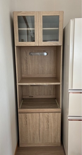 ロウヤキッチン棚レンジ台 (まつぼっくり) 山形の収納家具《食器棚