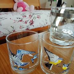 サントリー鳥のグラスと氷入れ　昭和レトロの画像