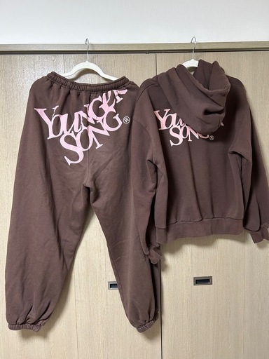 Younger Song セットアップ パーカー スウェット ブラウン XL