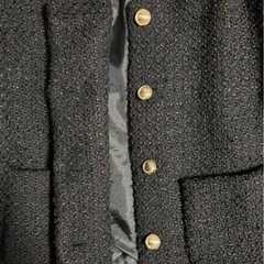 韓国　ゴールドボタン付きツイードジャケット　秋　韓国ファッションの画像