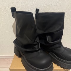 厚底ショートエンジニアブーツ 24.0cmの画像