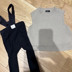 韓国子供服　セット　ロンパース　タイツ　ニットベスト　ジャンパースカートの画像