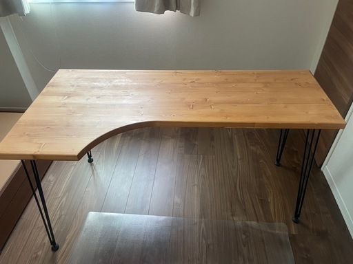 【LOWYA】天然木　パソコンデスク　L字